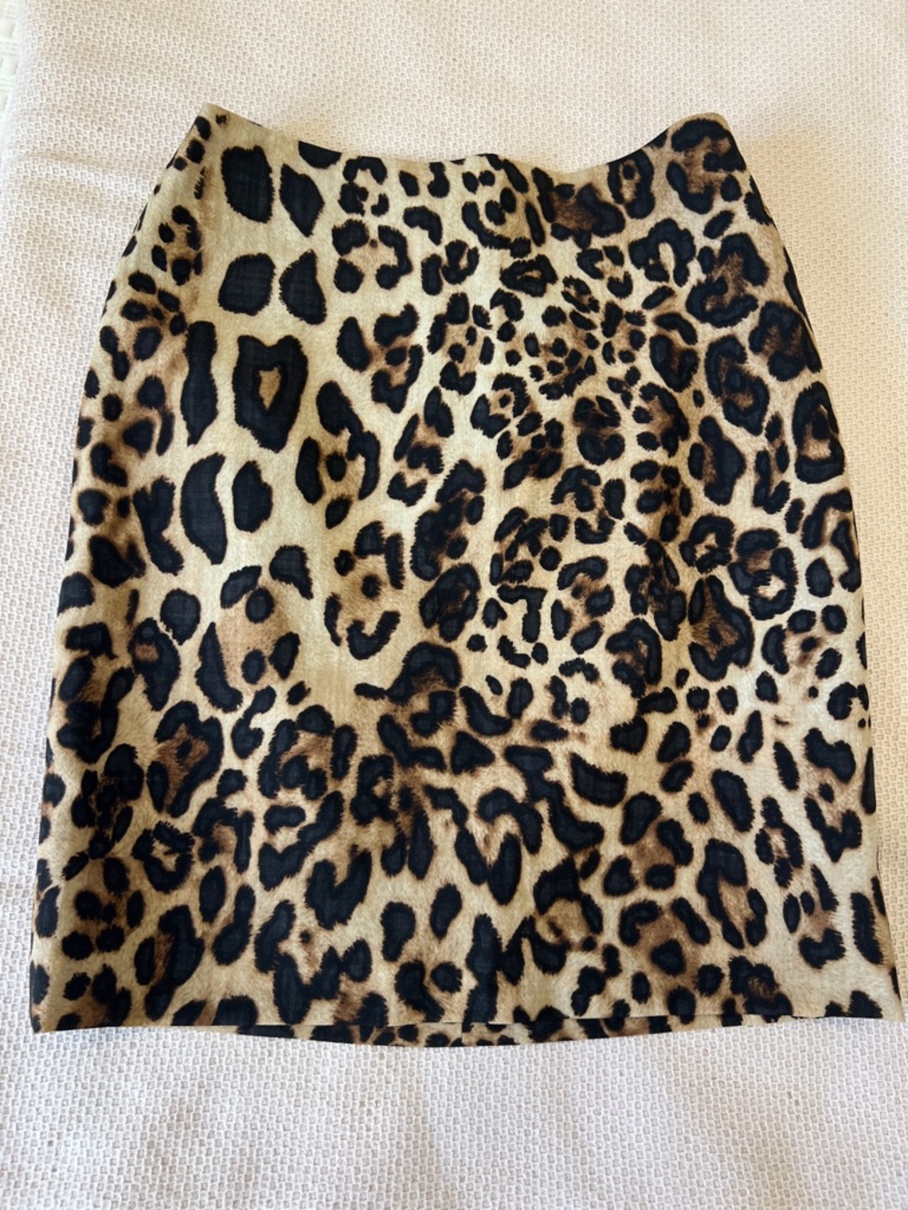 Custom tailor made Snow Leopard Print Pencil Skirt Silk Crepe